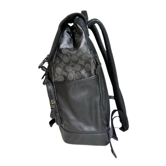Coach Men's Track Backpack Signature Canvas In Gunmetal/Charcoal/Black C2712 - Picture 3 of 10